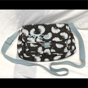 Kipling Black Floral/FeatherPatterned Crossbody Bag